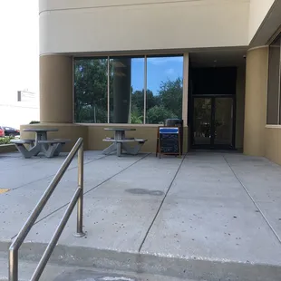 the entrance to the building