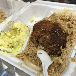 Salisbury steak and egg salad.. Pretty good