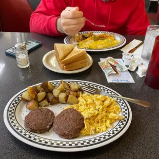 Veggie omelette and 3 egg combo ....