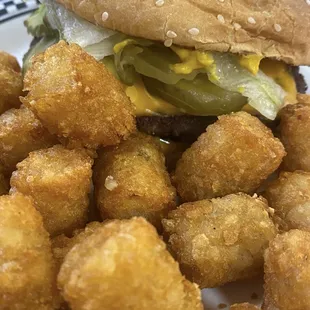 Burger and tots