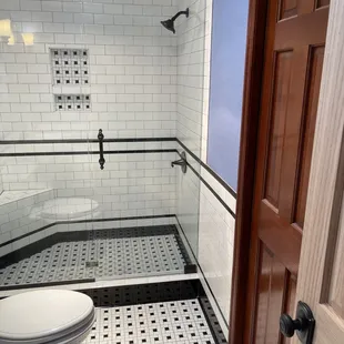 a bathroom with a shower