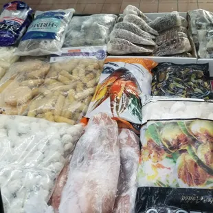 a variety of fresh fish and seafood