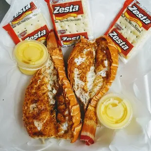 a lobster and cheese sandwich