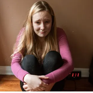 Crying child, cursed by depression and no way to escape