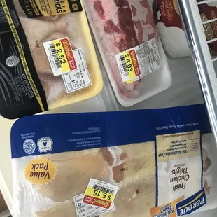 a variety of frozen meats