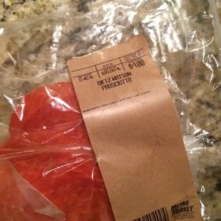 Good job deli counter: charged for prosciutto, when it&apos;s only pepperoni. boo!