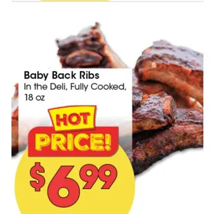 Great price for a full slab of cooked st louis ribs in the deli