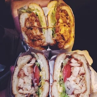 Spicy (top) and Regular (bottom) Chicken Sandwiches