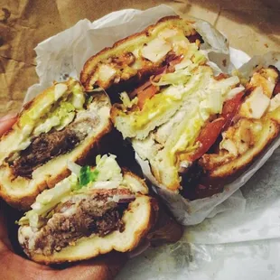 Tri Tip (left) and Chicken Sandwich (right)