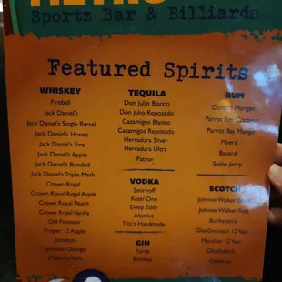 Drink menu specials July 2024