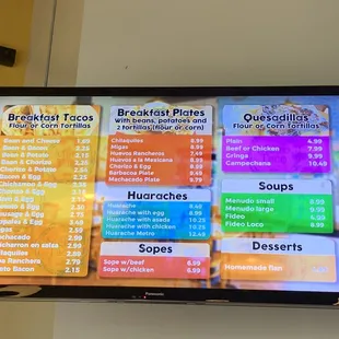 Menu Screen (Left side)