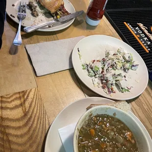 two plates of food on a table