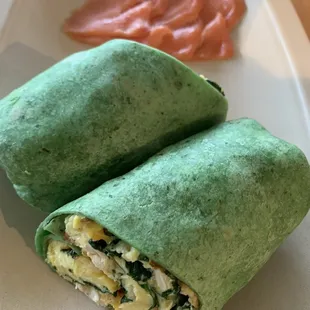 Breakfast Burrito with a side of Smoked Salmon