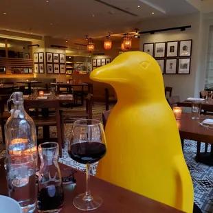 The penguin mascot joined us for dinner!