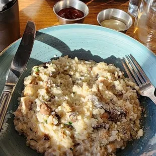 Hacked chicken truffle mushroom risotto