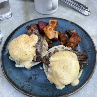 Duck confit eggs benedict