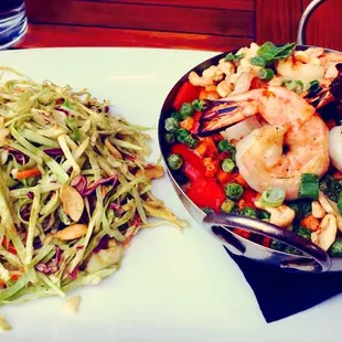 Jade Honey Ginger Shrimp Rice with Asian Slaw