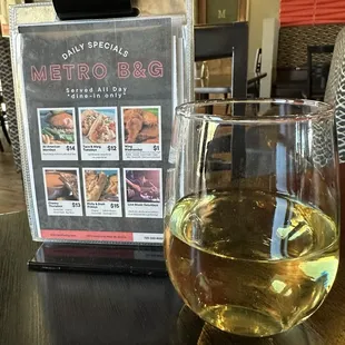 Generous House Chard pour with daily specials