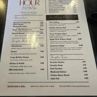 Happy Hour menu