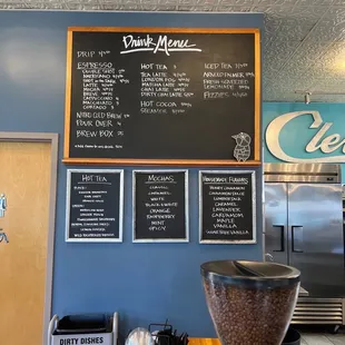 Coffee menu