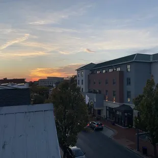 Beautiful rooftop view at sunset