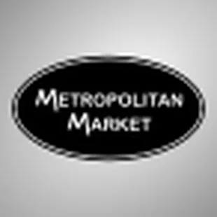 a black oval sign with the words metropolitan market