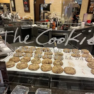 a display of chocolate chip cookies