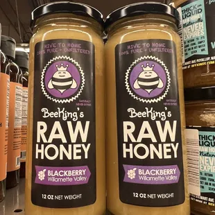 two jars of beefing&apos;s raw honey