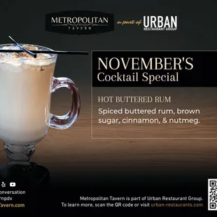Cocktail special for the month of November.