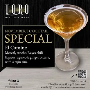 Cocktail special for the month of November.