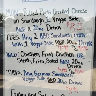 Daily specials