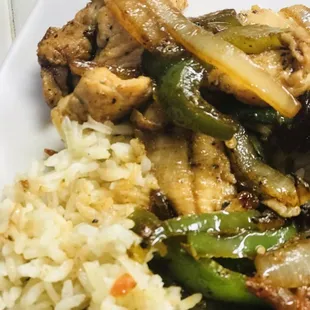 Chicken fajitas with rice