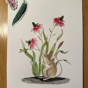 Chile magnets purchased from the store and my watercolor painting from Paint &amp; Sip October 2024