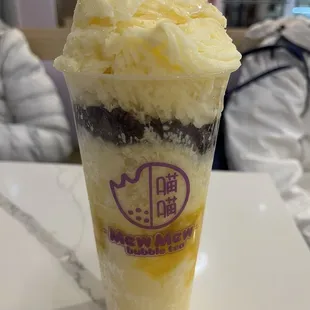 Mango Shaved Ice with Red Bean