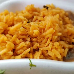 rice and beans in a styrofoam container