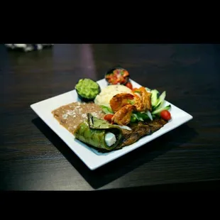 Carne asada with Camarones Al Ajillo