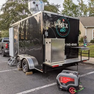 Outside of the food truck. Rear view.