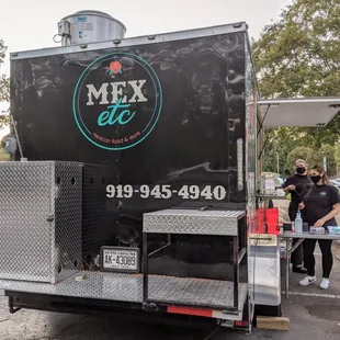 Outside of the food truck. Rear view.