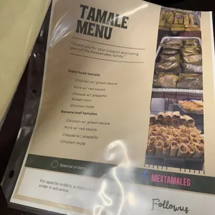 Tamale Menu