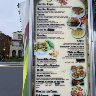 Menu posted on side of Taco Truck - January 2025