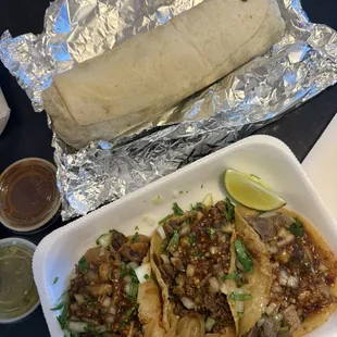 Tacos and burrito