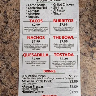 a menu for a mexican restaurant