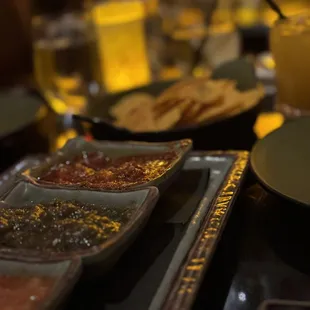 a table of food and drinks
