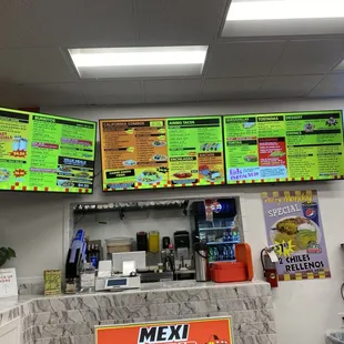 Menus above the counter