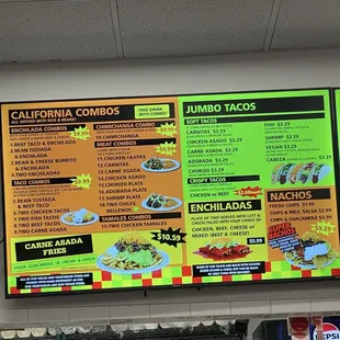 Combos and Taco menu