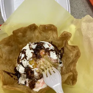 Fried Ice Cream (I ate the cherry and took a bite before I took this, sorry!)