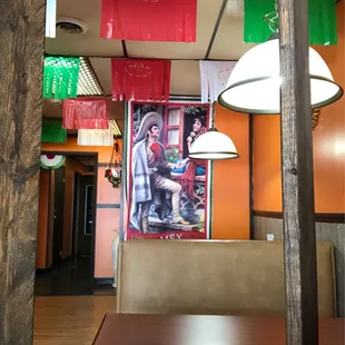 a table and chairs in a restaurant