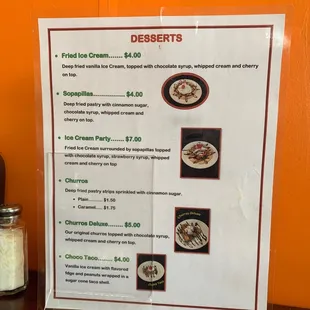 Dessert menu 11/23/19