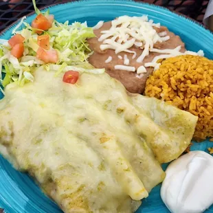 Delicious Enchiladas with salsa verde (under the cheese)