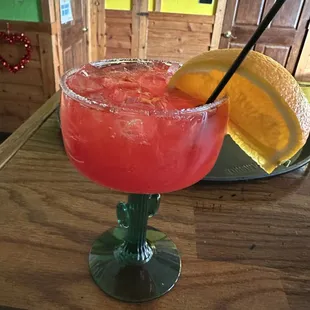 Strawberry on the rocks margarita